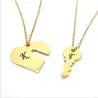 Gold Plated Heart & Key Necklace Set with Initials Gold Plated Heart & Key Necklace Set with Initials