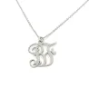 Platinum Plated Silver Necklace with 2 Calligraphy Letters Platinum Plated Silver Necklace with 2 Calligraphy Letters