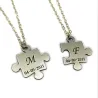 Nickel Silver Puzzle Necklace Set with Initials & Date Nickel Silver Puzzle Necklace Set with Initials & Date