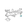 Platinum plated silver brooch with your name and hearts, crown, eye