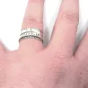 Spinner ring with monogram and date, hammered band lines with black rhodium plated Spinner ring with monogram and date, hammered band lines with black rhodium plated