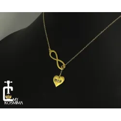 Κολιέ Άπειρο & Καρδιά με Μονογράμματα σε Επιχρυσωμένο Ασήμι