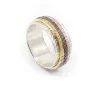 Silver spinner ring 10mm with 3 rings rose gold plated, gold plated and black plating on silver band Silver spinner ring 10mm with 3 rings rose gold plated, gold plated and black plating on silver band