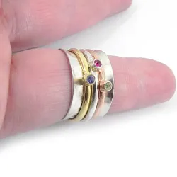 Ασημένιο δαχτυλίδι spinner 10mm με 3 δακτυλίους με swarovski