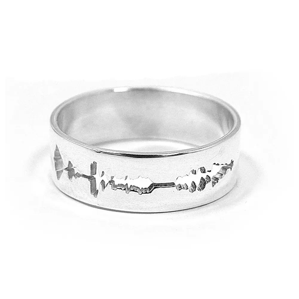 5mm silver ring with cut sound waveform 5mm silver ring with cut sound waveform