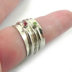 Ασημένιο δαχτυλίδι spinner 10mm με 2 δακτυλίους με swarovski
