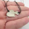 Double heart necklace with key in 925 silver on a string Double heart necklace with key in 925 silver on a string
