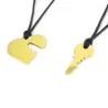 Double heart necklace with key in silver 925 gold plated with cord Double heart necklace with key in silver 925 gold plated with cord