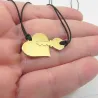 Double heart necklace with key in silver 925 gold plated with cord Double heart necklace with key in silver 925 gold plated with cord