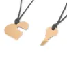 Double heart necklace with key in silver 925 rose gold plated with cord Double heart necklace with key in silver 925 rose gold plated with cord