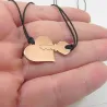 Double heart necklace with key in silver 925 rose gold plated with cord Double heart necklace with key in silver 925 rose gold plated with cord