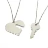 Double heart necklace with key in silver 925 with chain Double heart necklace with key in silver 925 with chain