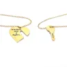 Silver gold plated set of 2 heart bracelets with key with engraving Silver gold plated set of 2 heart bracelets with key with engraving