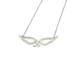 Rose Gold Necklace with Small Initial & Angel Wings