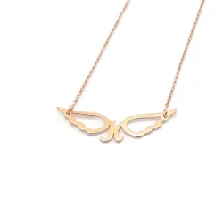 Κολιέ Μικρό Μονόγραμμα με Φτερά Αγγέλου σε Επιπλατινωμένο Ασήμι