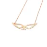 Platinum Plated Necklace with Small Initial & Angel Wings Platinum Plated Necklace with Small Initial & Angel Wings