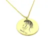 Silver gold plated mom necklace with baby in her arms and date engraving