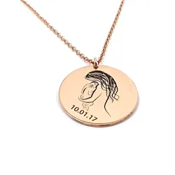 Silver rose gold plated mom necklace with baby in her arms and date engraving