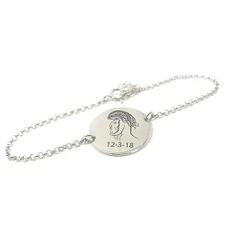 Silver platinum plated mom bracelet with baby in her arms