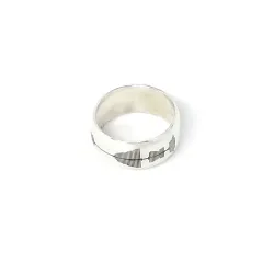 Sterling silver ring 9mm with engraved soundwave