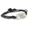 Silver platinum plated bracelet with engraving of a children's drawing and black cord Silver platinum plated bracelet with engraving of a children's drawing and black cord