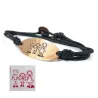 Silver rose gold plated bracelet with engraving of a children's drawing and black cord Silver rose gold plated bracelet with engraving of a children's drawing and black cord