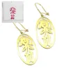 Oval earrings with children's drawing in silver 925 gold plated