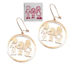 Earrings with children's painting in silver 925 rose gold plated