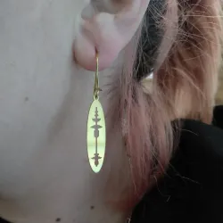 Silver gold plated oval earrings with cut waveform