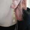 Silver gold plated rectangular earrings with cut waveform