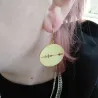 Silver gold plated disc earrings with cut waveform and engraved QRcode