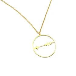 Silver gold plated necklace with waveform and QRcode on the clasp, steel chain