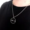 Silver platinum plated necklace with waveform and QRcode on the clasp, steel chain Silver platinum plated necklace with waveform and QRcode on the clasp, steel chain