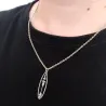 Silver platinum plated pendant with waveform and QRcode on clasp, steel chain Silver platinum plated pendant with waveform and QRcode on clasp, steel chain
