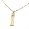 Silver rose gold plated rectangular pendant with waveform and QRcode on clasp, steel chain Silver rose gold plated rectangular pendant with waveform and QRcode on clasp, steel chain