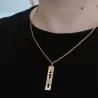 Silver rose gold plated rectangular pendant with waveform and QRcode on clasp, steel chain Silver rose gold plated rectangular pendant with waveform and QRcode on clasp, steel chain