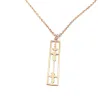 Silver rose gold plated rectangular pendant with waveform and QRcode on clasp, steel chain