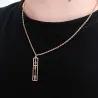 Silver rose gold plated rectangular pendant with waveform and QRcode on clasp, steel chain