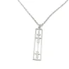 Silver platinum plated rectangular pendant with waveform and QRcode on the clasp, steel chain