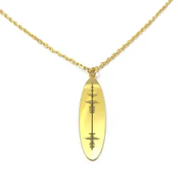 Silver gold plated oval pendant with waveform and QRcode engraved, steel chain
