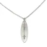 Silver platinum plated oval pendant with waveform and QRcode engraved, steel chain
