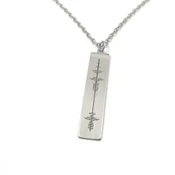 Silver platinum plated pendant with waveform and QRcode engraved, steel chain