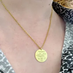Silver gold plated necklace with your girl's birth details, steel chain