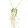 Handmade brass necklace in the shape of feathers with resin Handmade brass necklace in the shape of feathers with resin