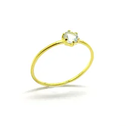 K14 Gold ring with green single stone