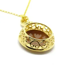 Necklace with original Cameo hand-carved in gold plated silver