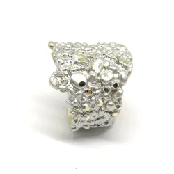 Handmade brass ring with silver enamel