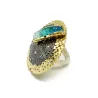 Handmade brass ring with oxidation and blue-turquoise-light blue quartz Handmade brass ring with oxidation and blue-turquoise-light blue quartz