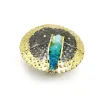 Handmade brass ring with oxidation and blue-turquoise-light blue quartz Handmade brass ring with oxidation and blue-turquoise-light blue quartz