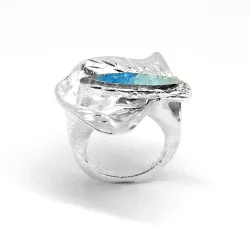 Χειροποίητο δαχτυλίδι από ασήμι 925 με quartz μπλε-τιρκουαζ